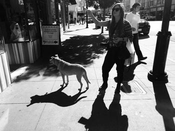 Woman standing in city