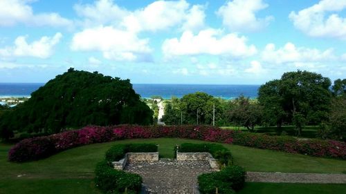 Scenic view of sea against cloudy sky