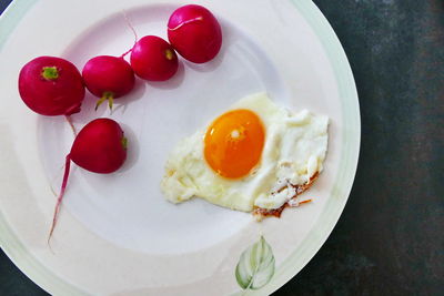 High angle view of breakfast served in plate