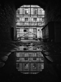 View of building through window