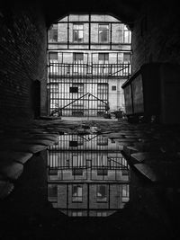 View of building through window