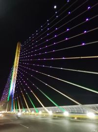 Low angle view of illuminated lights at night