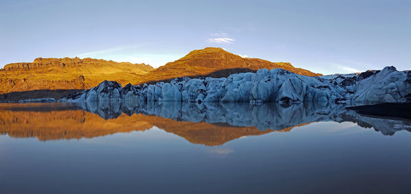 Colorful scenic view of sólheimajökull glacier lake in iceland