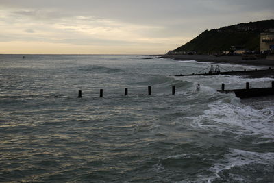 Scenic view of sea against sky during sunset