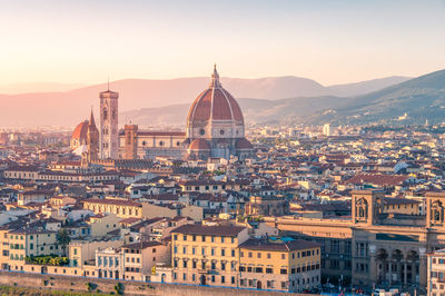 High angle view of townscape against sky in city. florence, italy