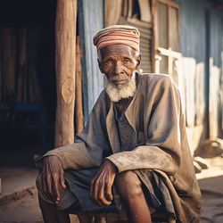 Portrait of young man sitting on chair