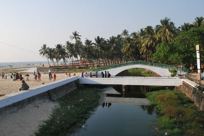 Bridge over river against sky