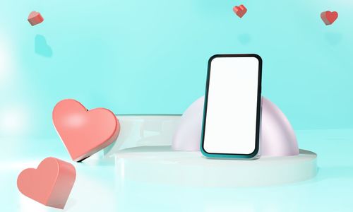 Heart shape on table against blue background