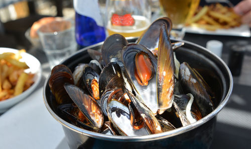 Mussel in casserole in a restaurante