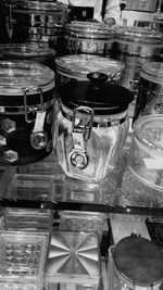 Close-up of glass jar on table