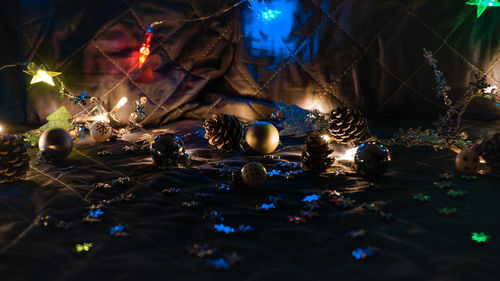 Close-up of illuminated christmas lights