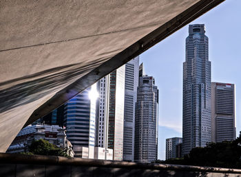 Low angle view of skyscrapers against sky