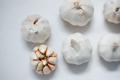 High angle view of vegetables on white background