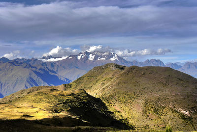 Scenic view of mountains against sky