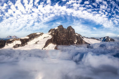 Scenic view of snowcapped mountain against sky