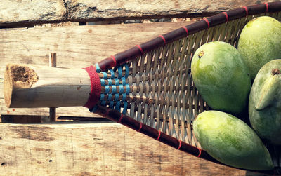 Close-up of fruits on wooden table