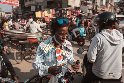 People on street in city