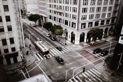 High angle view of traffic on city street