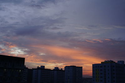 Cityscape against sky during sunset