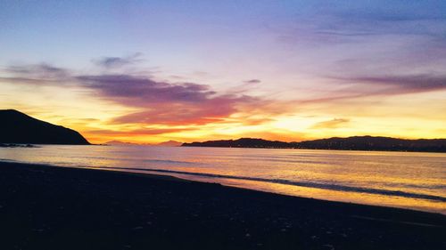 Scenic view of sea at sunset