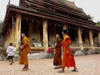 People walking in temple