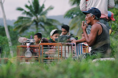 People on field