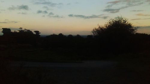 Silhouette trees against sky at sunset