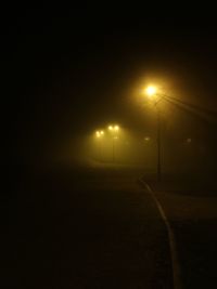 Illuminated street lights at night