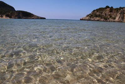 Scenic view of sea against clear sky