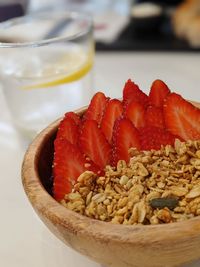 Close-up of breakfast served on table