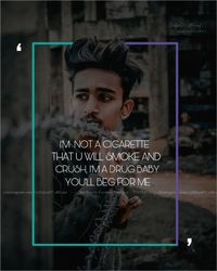 Portrait of young man with text