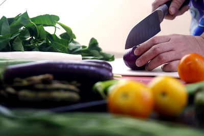 Close-up of person preparing food