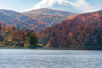 Beautiful autumn landscape in plitvice lakes national park in croatia