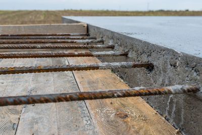 High angle view of boardwalk on footpath