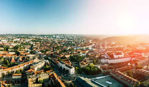 High angle view of townscape against sky