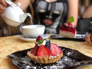 Time for dessert. tartlet with strawberries