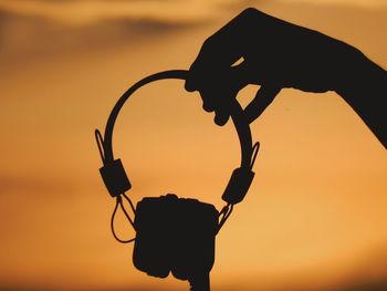 Close-up of silhouette against sky during sunset