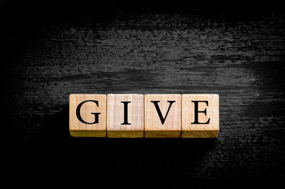 Close-up of text on black background