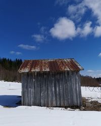 Weathered rusty barn on a beautiful day