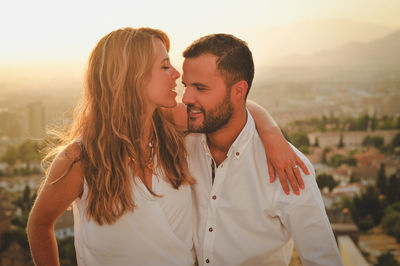 Young couple romancing