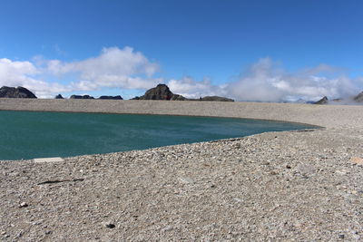 Scenic view of the glacial lake against sky