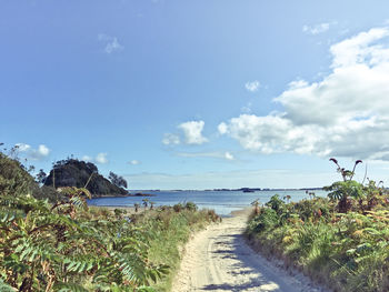 View of calm blue sea against sky