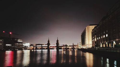 Illuminated cityscape at night