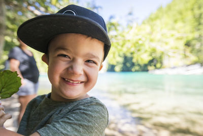 Portrait of cute boy at lindeman lake, chilliwack, b.c.