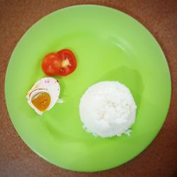 High angle view of food in plate