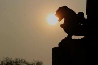 Silhouette of man against sky during sunset