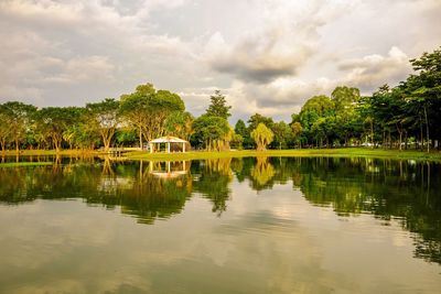 Scenic view of lake against sky