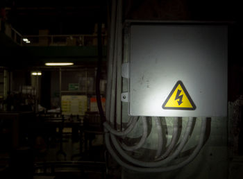 Close-up of illuminated information sign