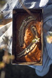 High angle view of bread on table