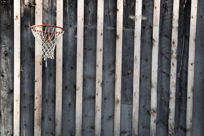 Low angle view of basketball hoop on wall